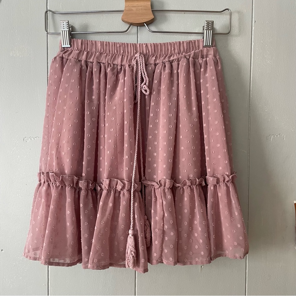 Pink Ruffled Skirt with Drawstring